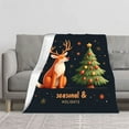 thumbnail image 2 of Cozy Flannel Blanket with Festive Reindeer & Christmas Tree Design - Soft Warm Perfect for Sofa Travel Bed & Chair, 2 of 7