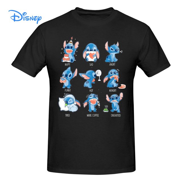 Disney Stitch Emoticon T shirt Harajuku Short Sleeve T-shirt 100% Cotton Graphics Tshirt Brands Tee TopL Gao Jinjia LED