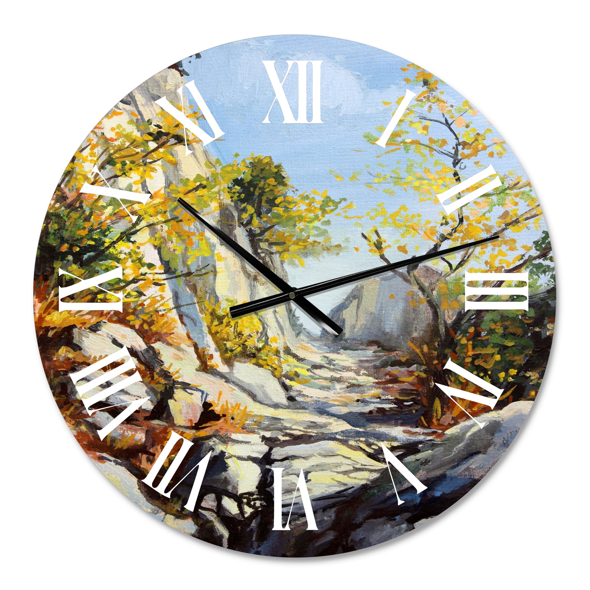 Designart 'Marble Path In Autumn' Traditional Wall Clock