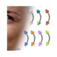 thumbnail image 1 of Curved Barbell 16G Eyebrow Ring with Acrylic Spike Beads - 7 Colors Available, 1 of 6