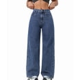 thumbnail image 2 of Women Straight Leg Jeans High Waisted Stretchy Wide Leg Boyfriend Jeans Denim Pants XL, 2 of 9