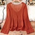 thumbnail image 6 of Women's Crochet Sweaters Hollow Out V-Neck Long Sleeve Knitted Pullover Tops Fall Outfits, 6 of 7