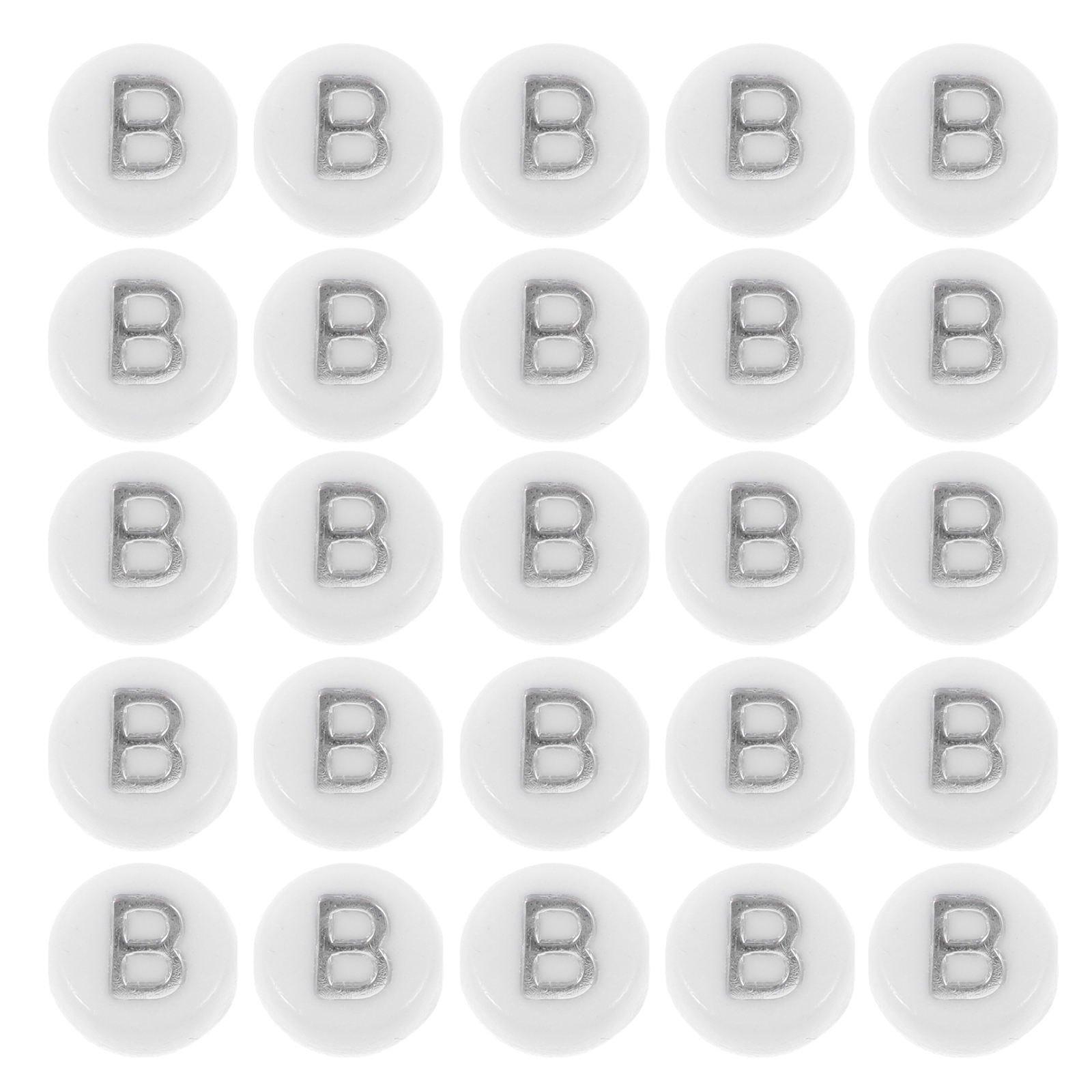 Nicehomfit 100Pcs White Round Acrylic Letter Beads Unique Design for DIY Bracelets Necklaces