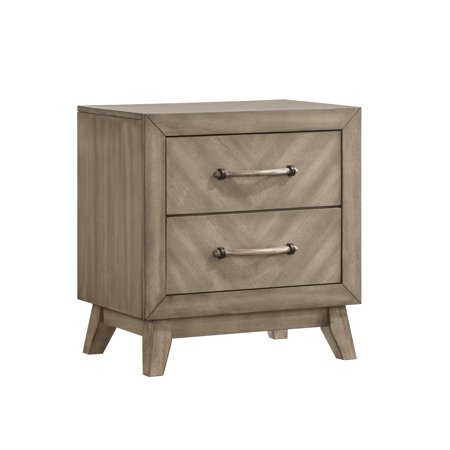 Roundhill Furniture Arena Contemporary 2-Drawer Nightstand in Antique Gray