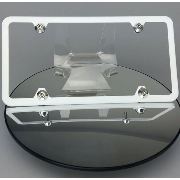 Slim 4 Holes Style Powder Coated Matte White Stainless Steel License