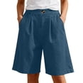 thumbnail image 2 of Aobny Womens Shorts Jean Denim Bermuda Bottoms Casual Plus Size High Waisted Baggy Shorts Women,Blue,M, 2 of 9