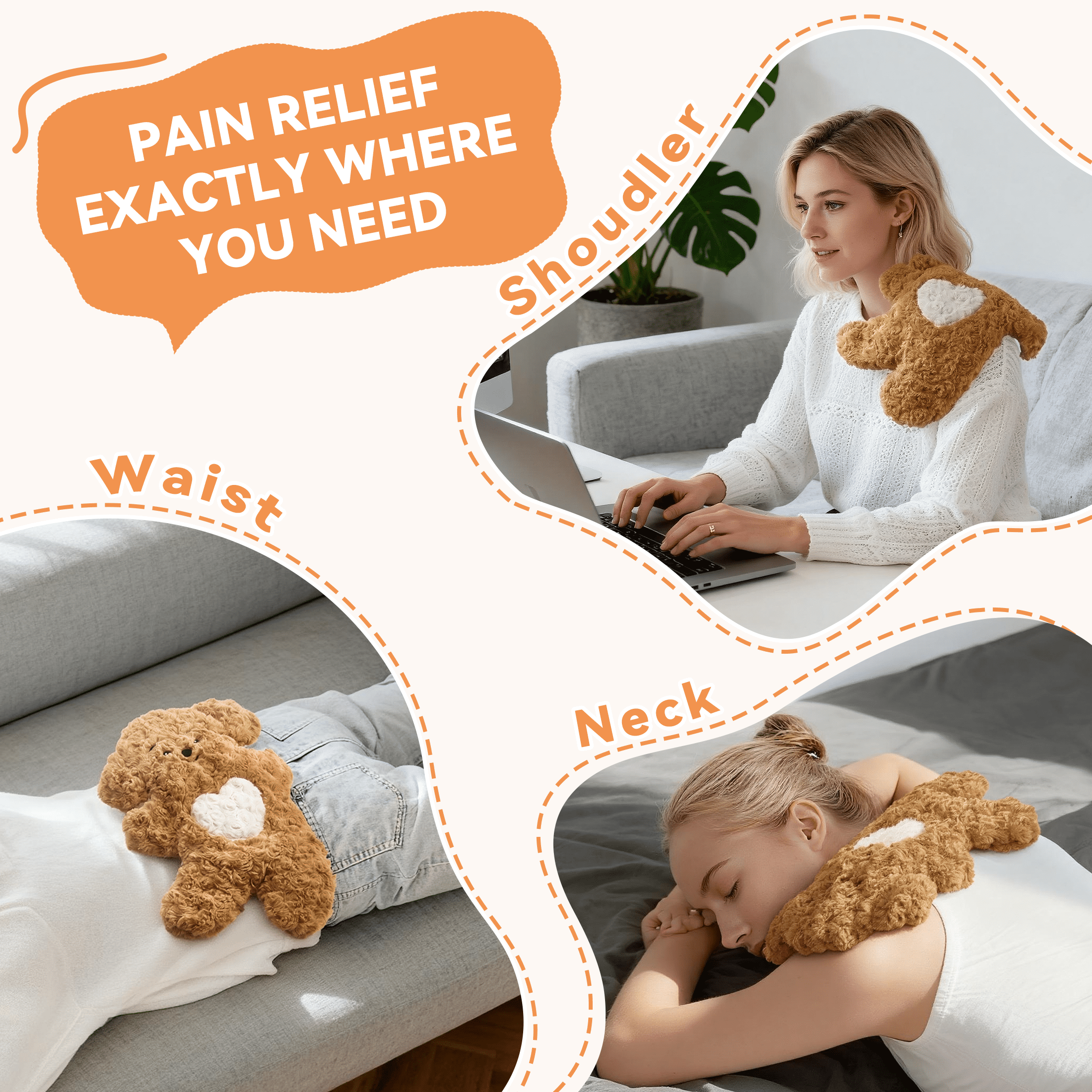 Dreamegg Microwavable Heating Pad for Cramp Perids, Christmas Gift, Brown