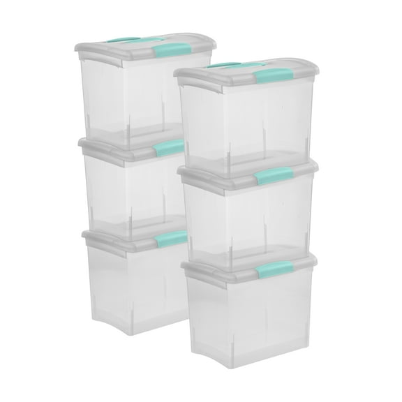 Sterilite Large Nesting ShowOffs Clear File Box w/ Handle, (6 Pack)