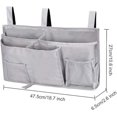 thumbnail image 3 of Organizador colgante gris para guardar cosas en la cama, bolsillo de tela Oxford para guardar cosas junto a la cama para teléfono, libros, revistas y control remoto, 3 of 5