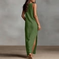 thumbnail image 3 of FAIWAD Linen Dress Women V Neck Sleeveless Side Slit Maxi Dresses Loose Casual Flowy Boho Sundress, 3 of 9