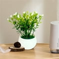 thumbnail image 7 of Small Artificial Potted Plants - Faux Green Greenery in White Plastic Pots for Desk, Shelf, Bathroom, and Home Office Decor, 7 of 7