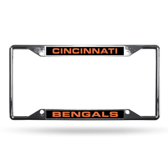 Cincinnati-Football-Bengal's All Corner EZ View Chrome Metal Laser Cut License Plate Frame