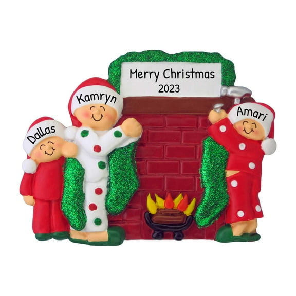 Personalized Family Ornaments 2024 - Family of 3 Hanging Stockings Christmas Ornament Keepsake Decor