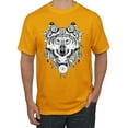 thumbnail image 1 of Drawn Tribal Wolf Animal Lover Men's Graphic T-Shirt, Gold, 5XL, 1 of 3