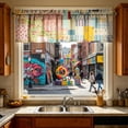 thumbnail image 5 of 2D Print Kitchen Short Curtain, Washable Decorative Half Window Curtain, Waterproof Light Filtering for Home Cafe Style(A), 5 of 6