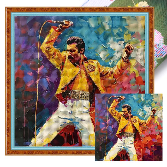 (11CTACC-4966__C__50X50) hilo algodón ecológico bordado 11CT 3 hebras impresión 50*50cm kit serie personajes punto cruz cantante