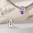 thumbnail image 2 of 925 Sterling Silver Rabbit Embraces Heart Gemstone Charm Beads For Bracelets & Bangle Pendant Jewelry, 2 of 3