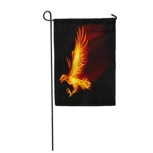 POGLIP Red Fire Raster Flaming Hawk on Fenix Wing Bird Garden Flag Decorative Flag House Banner 28x40 inch
