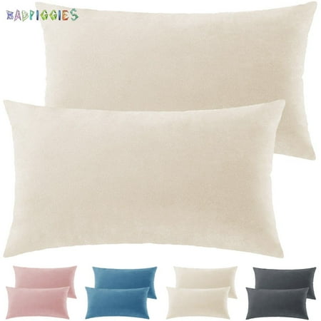 BadPiggies 2 Pack Velvet Soft Soild Pillowcases Body Throw Pillow Cover for Sofa Couch Bedroom (20" x 30")