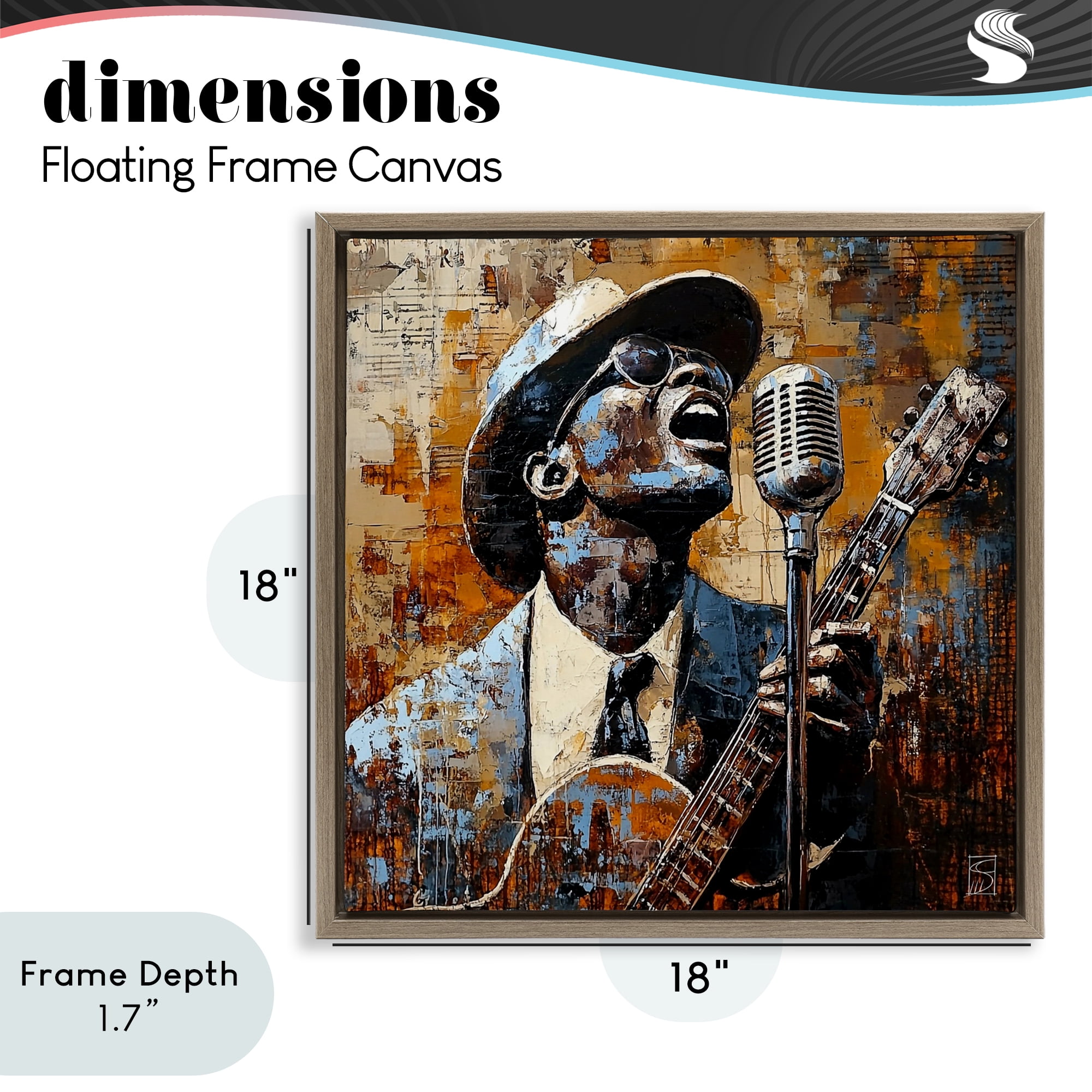 Stupell Industries Passionate Blues Singer Brown Framed Floater Canvas Wall Art, design by Sara Culpepper