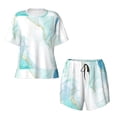 thumbnail image 4 of Lsque Gold Lines Marble Watercolor Women's Short-Sleeved Pajama Set - 2 Piece Soft and Lightweight Sleepwear Set-X-Large, 4 of 9