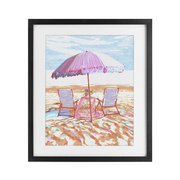 Stupell Industries Rustic Lodge Seaside Summer Picnic For Two Black Framed Print Under Glass, 13 x 16, by Ziwei Li