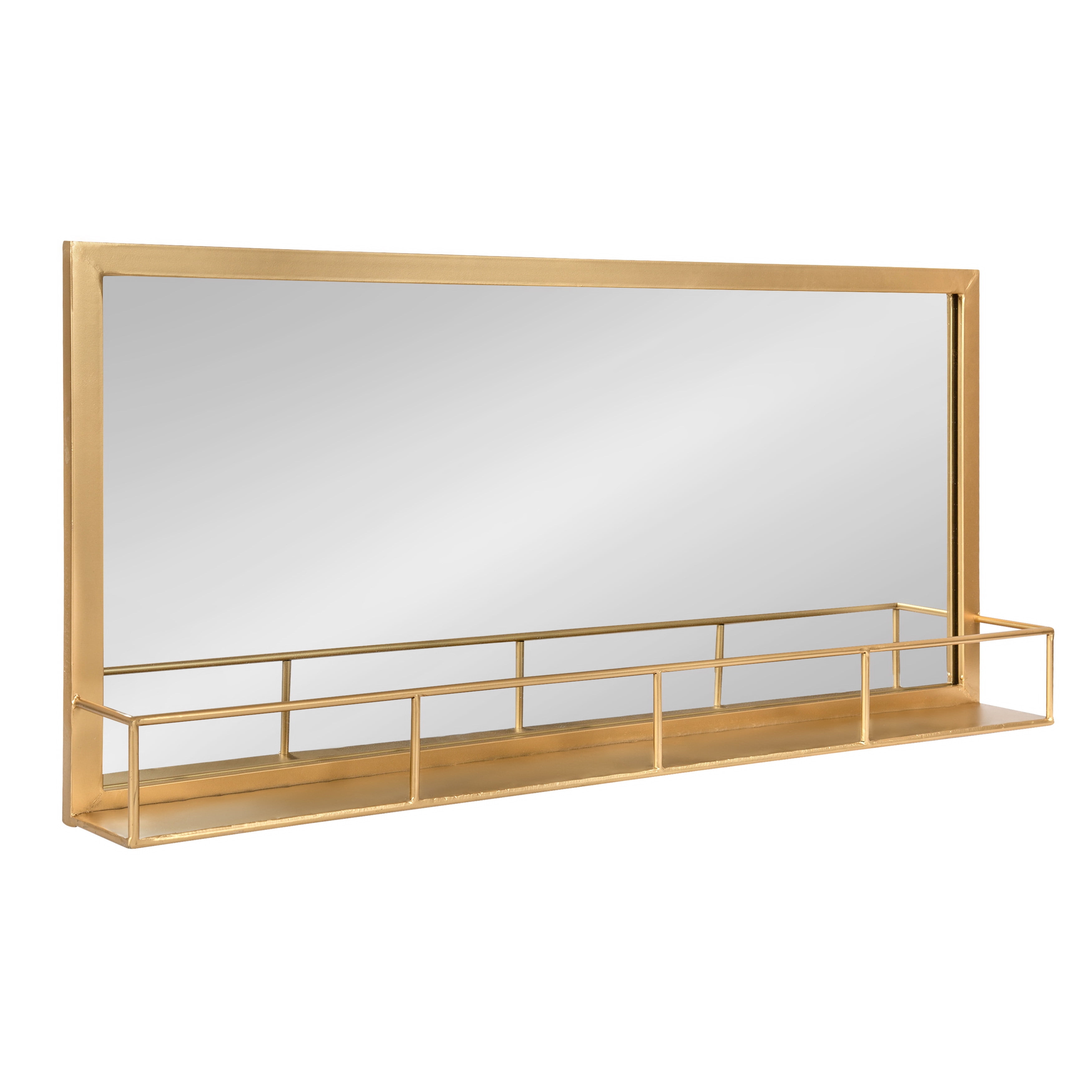 Kate and Laurel Jackson Modern Glam Metal Frame Mirror and Shelf, Gold