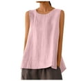thumbnail image 2 of Huanglei Womens's Tank Top Thick Strap Round Neck Loose Linen Casual Sleeveless Top (Red, X-Large), 2 of 5
