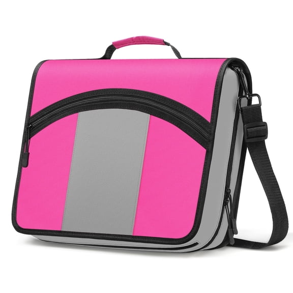 MoKo MoKo Zipper Binder, 3 inch 3 Ring 600 Sheet Capacity Multi-Pocket School Binder Organizer, Rose Red