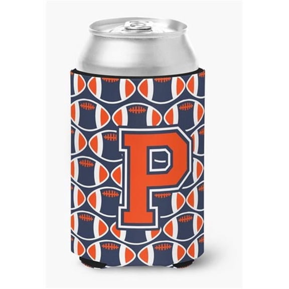 Letter P Football Orange, Blue & White Can or Bottle Hugger