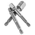 thumbnail image 3 of Juego de adaptadores de enchufe de grado de impacto - 3 piezas de vástago hexagonal de 1/4 "a adaptador cuadrado de 1/4" 3/8 "1/2" para llave de vaso de taladro eléctrico Herramienta de reparación ide, 3 of 9