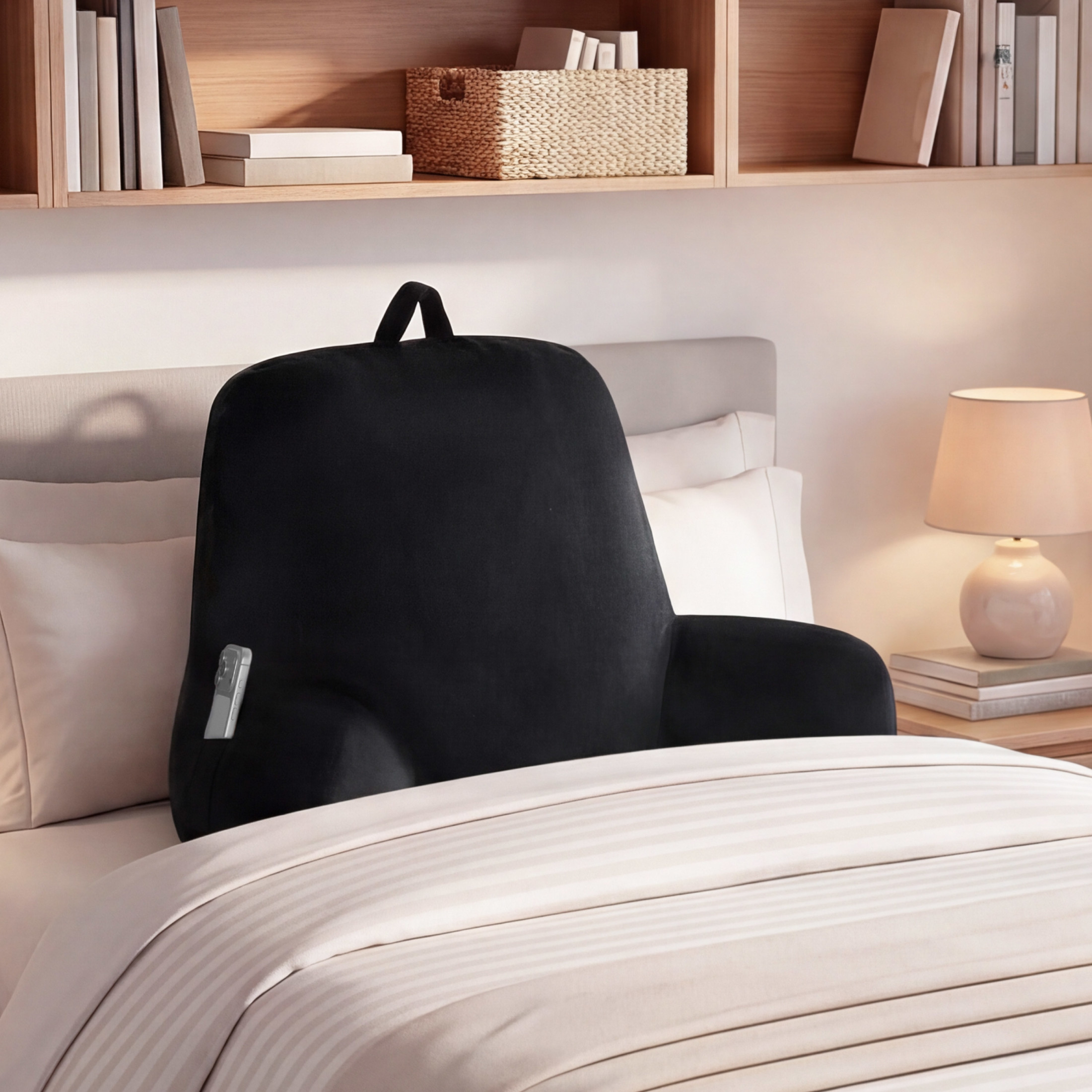 The Sheet Lab Plush Backrest Pillow, Black, 29" x 24.5" x 10.5"