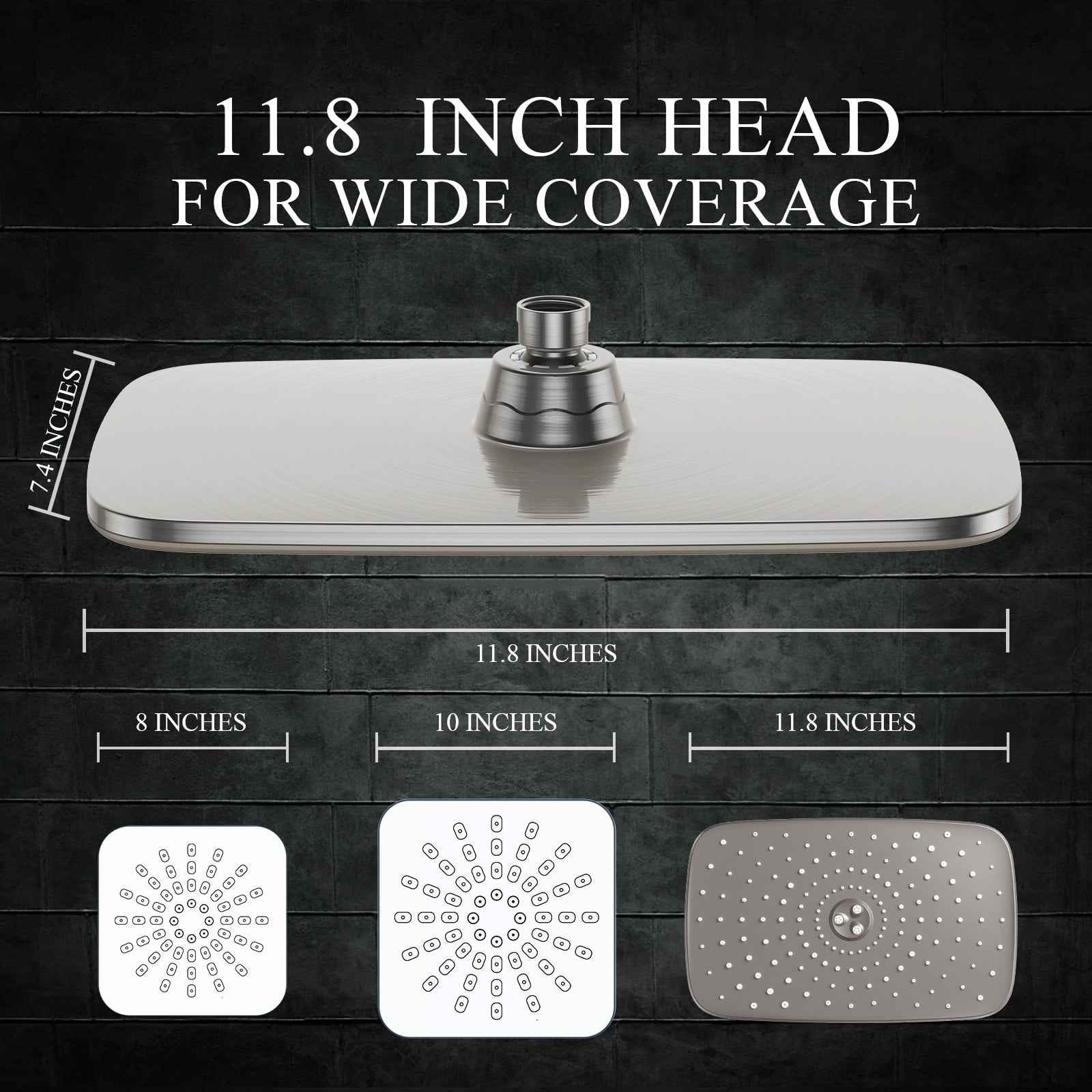 Veken Wide Brushed Nickel Rain Shower Head with Handheld, High Pressure Rainfall Showerhead Combo with Arm for Bathroom Accessories, Home Decor, Detachable Dual Shower with Multi Modes Handheld Spray