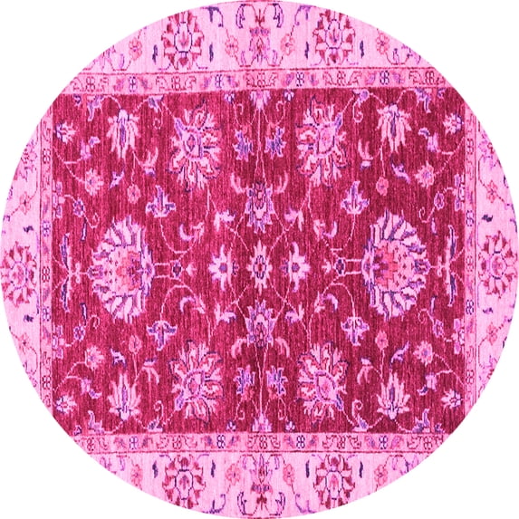Ahgly Company Indoor Round Oriental Pink Traditional Area Rugs, 3' Round