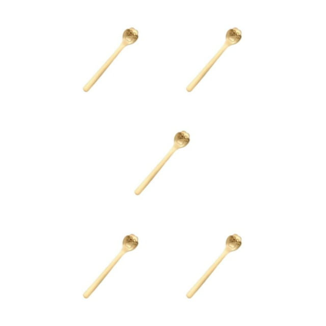 Youkk Exquisite Tea Spoon For Tea Lovers For Home And Restaurant Teaware Essential For Tea Drinking Stainless Steel Spoon cat paw gold 1 5Set
