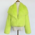 thumbnail image 6 of Womens Winter Faux Fur Coats Fleece Cropped Jacket Lapel Open Front Long Sleeve Shaggy Warm Outerwear Fall Clothes, 6 of 7