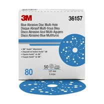 3M 36157 Hookit 321U Blue Sandpaper 5 Disc - 80 Grade Multi-Hole 50/Bx 71000909