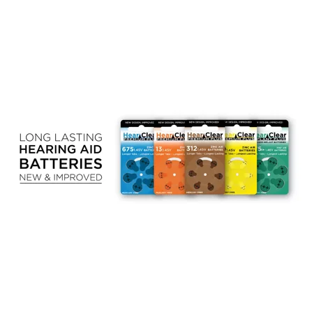HearClear Size 10 Zinc-AIr 1.45V Hearing Aid Batteries (60 Pack)