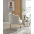 thumbnail image 2 of Velvet Accent Barrel Chair with Flower Petal Back and Golden Legs, Modern Armchair Vanity Chair with Backrest and Padded Seat for Living Room, Bedroom, Tufted Chair for Reading, 2 of 6