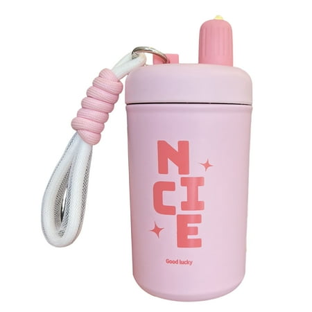 

VEAREAR 400ml Straw Cup Elastic Lid Sealed Portable Leak-proof Mini Insulated Stainless Steel Bottle for Daily Use