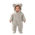 thumbnail image 6 of Kctiaxy Newborn Onesies Toddler Kids Stand Collar Hooded Cute Romper Warm Fleece Long Sleeve Zipper Jumpsuit Winter Baby Clothes 3-18 Months, 6 of 9