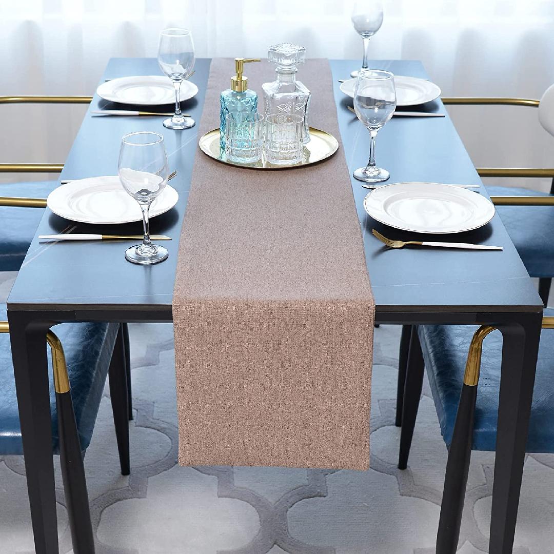 Brown Table Runner Linen Textured Table Runners Natural Solid Kitchen