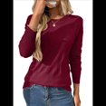thumbnail image 3 of Suéter de Punto Suave para Mujer, Top Informal Elegante de Otoño Vino Tinto S, 3 of 8