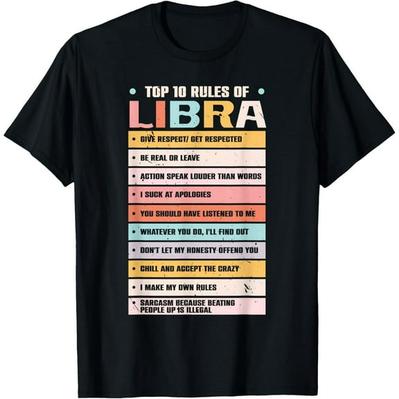 Zodiac Sign Libra Zodiac Constellation Horoscope T-Shirt men and women can wear, black, white, gifts.