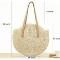 thumbnail image 4 of Straw Handbags Women Handwoven Round Corn Straw Bags Natural Chic Hand Large Summer Beach Tote Woven Handle Shoulder Bag, 4 of 6