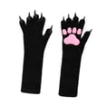 thumbnail image 2 of Guantes de peluche con forma de garra de gato, ideales para Halloween, cosplay, para hombres, mujeres, carnaval, adultos y adolescentes. Negro, 2 of 9