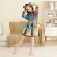 thumbnail image 3 of FORMRS Niños Bathrobe Unisex Hooded Robe Soft Plush Pajamas Sleepwear, Size 7-9T, Astronaut and Sky, 3 of 7