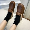 thumbnail image 6 of Lovskoo 2024 Moccasin Slippers Retro Fleece Warm Leather Shoes Padded Granny Shoes Soft Flat Bottom Lazy Mom Shoes Winter Flat Penny Leather Shoes Brown, 6 of 7