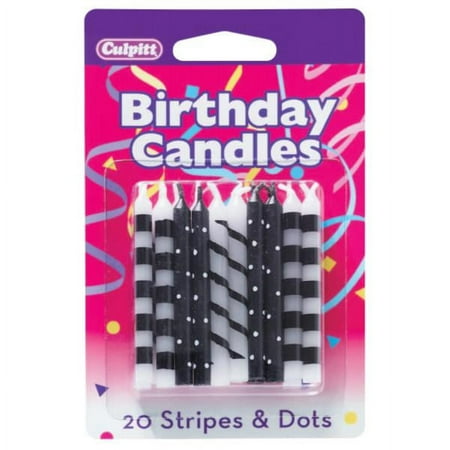 20 Black Stripes and Dots Pattern Candles