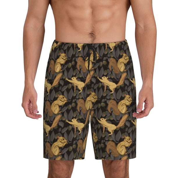 Fotbe Squirrel Gathering Nuts Pantalones Cortos de Pijama para Hombre, Ropa de Dormir, Pantalones de Pijama Cortos para Hombre-XX-Large